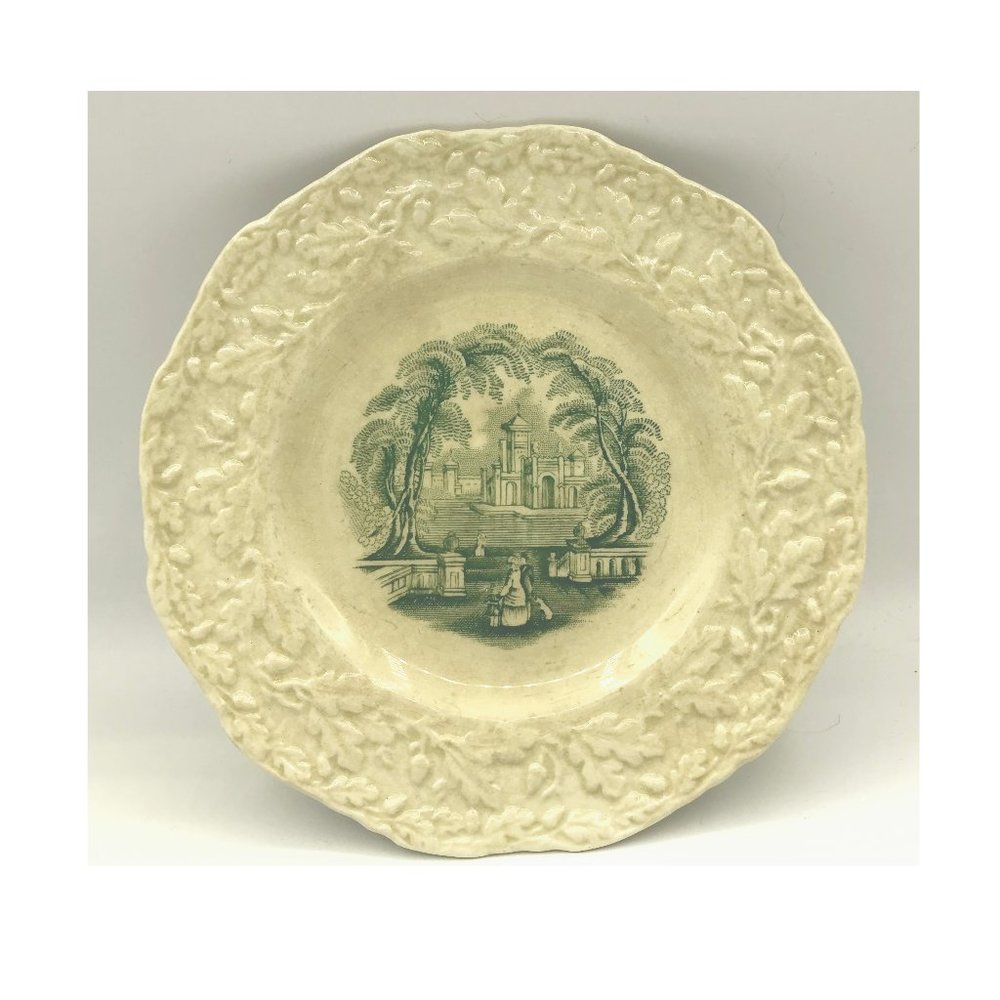 MASON'S OAK VISTA IRONWARE 1800s Plate, Rare Green